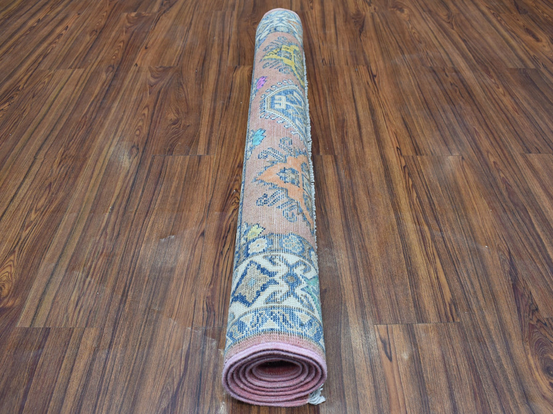 3'9" x 5'7" New Hand Knotted Pink Wool Rectangle Oriental Rug - MOA10254151