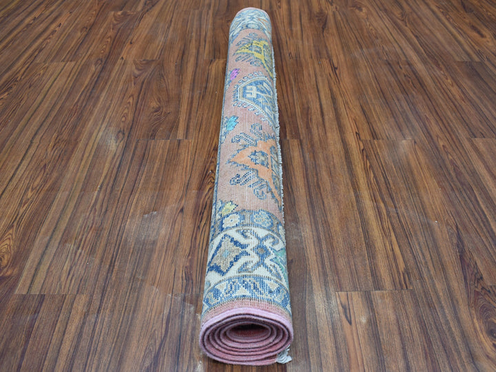 3'9" x 5'7" New Hand Knotted Pink Wool Rectangle Oriental Rug - MOA10254151