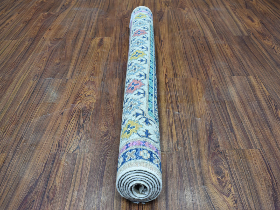 4'1" x 6'1" New Hand Knotted Beige Wool Rectangle Oriental Rug - MOA10254153