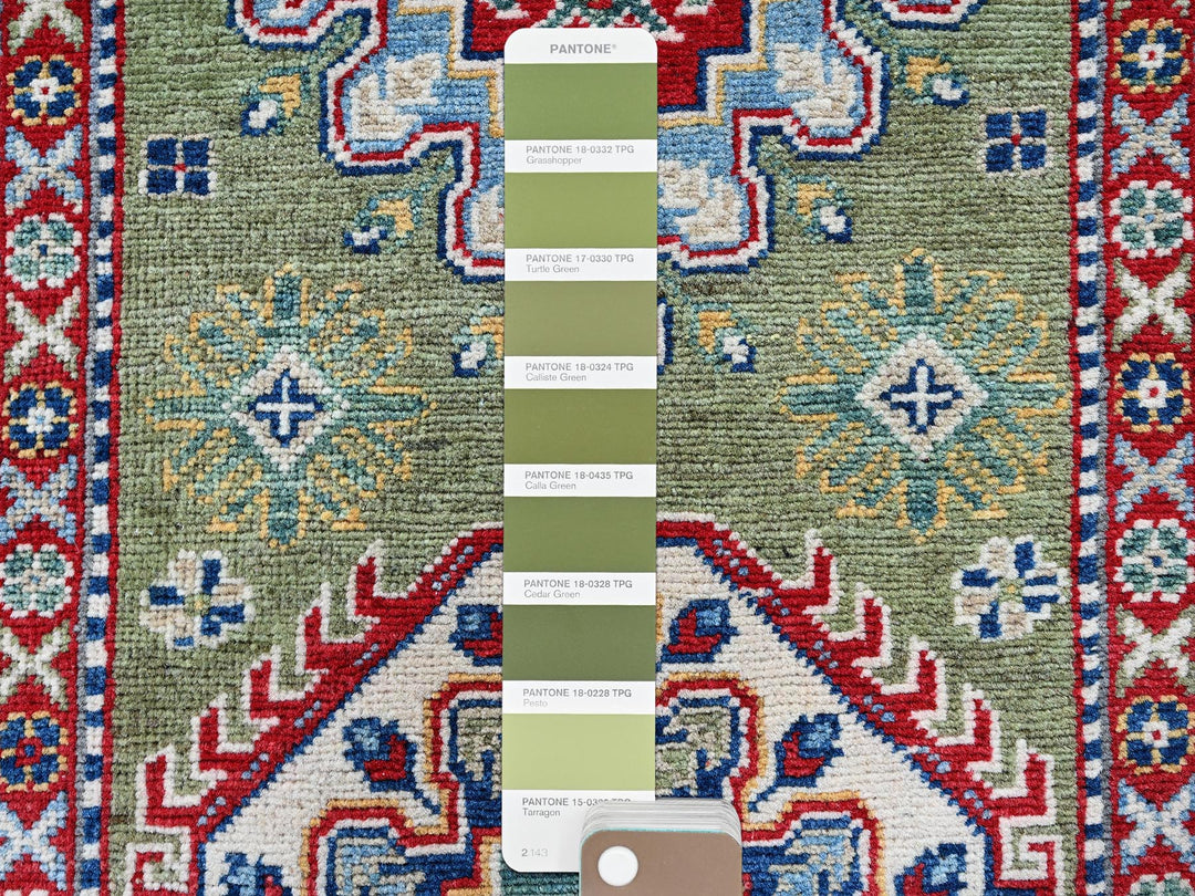 2'9" x 12'9" New Hand Knotted Green Wool Runner Oriental Rug - MOA102541