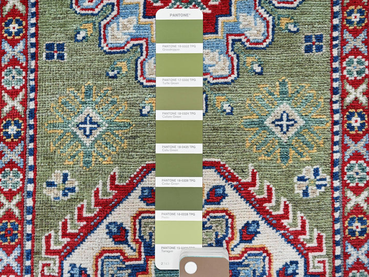 2'9" x 12'9" New Hand Knotted Green Wool Runner Oriental Rug - MOA102541