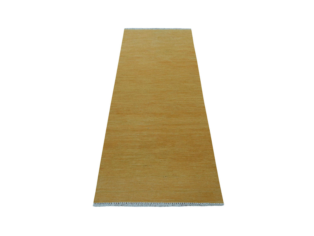 2'3" x 6'4" New Hand Knotted Yellow Wool Runner Oriental Rug - MOA10254249