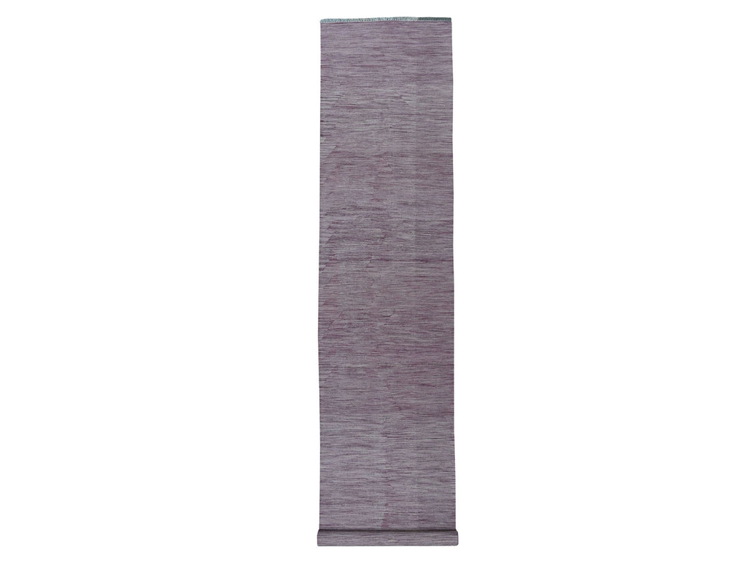 2'8" x 16'0" New Hand Woven Purple Wool Runner Oriental Rug - MOA10254253