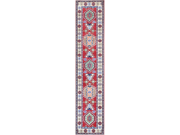 2'9" x 13'1" New Hand Knotted Red Wool Runner Oriental Rug - MOA102542