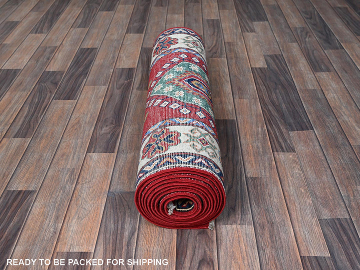 2'9" x 13'1" New Hand Knotted Red Wool Runner Oriental Rug - MOA102542