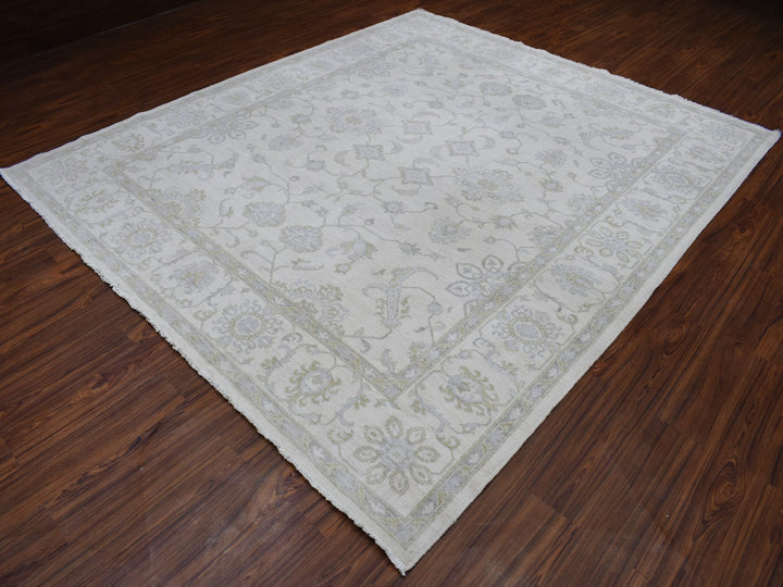8'5" x 9'7" New Hand Knotted Ivory Wool Rectangle Oriental Rug - MOA10254389