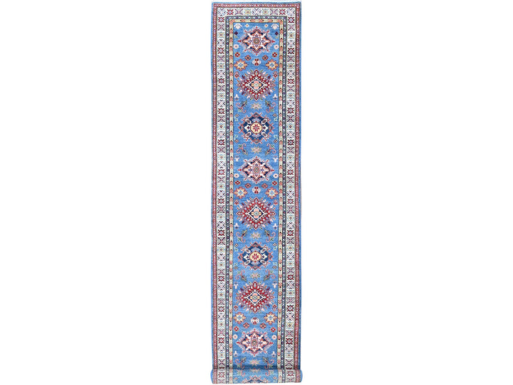2'10" x 15'11" New Hand Knotted Blue Wool Runner Oriental Rug - MOA102544