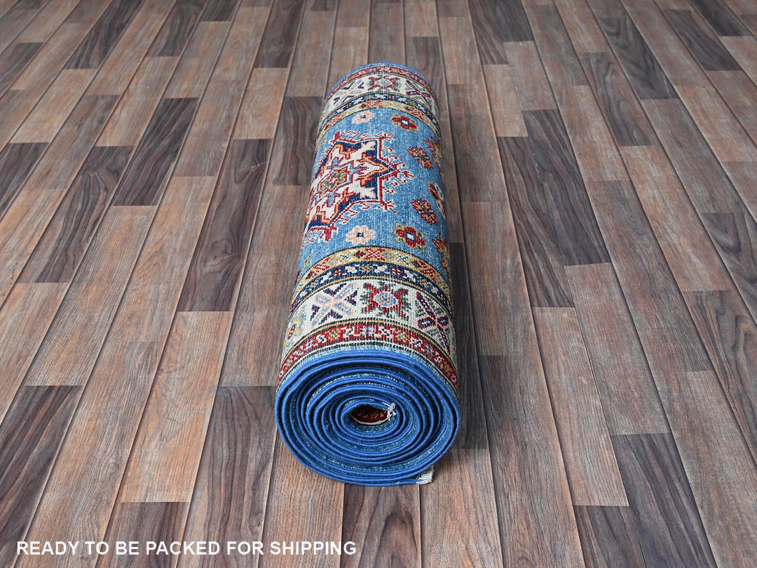 2'10" x 15'11" New Hand Knotted Blue Wool Runner Oriental Rug - MOA102544