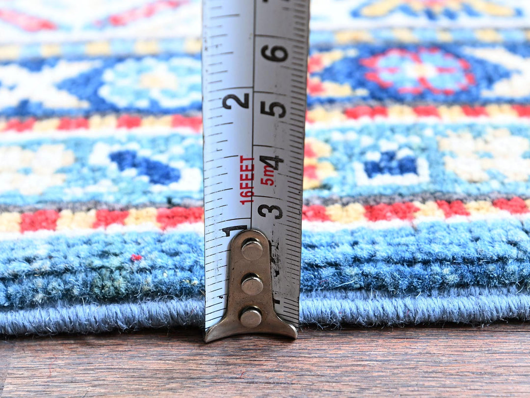 3'2" x 16'1" New Hand Knotted Blue Wool Runner Oriental Rug - MOA102545