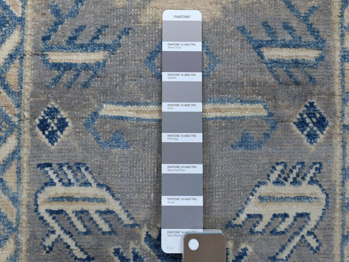 2'6" x 9'4" New Hand Knotted Grey Wool Runner Oriental Rug - MOA10254612