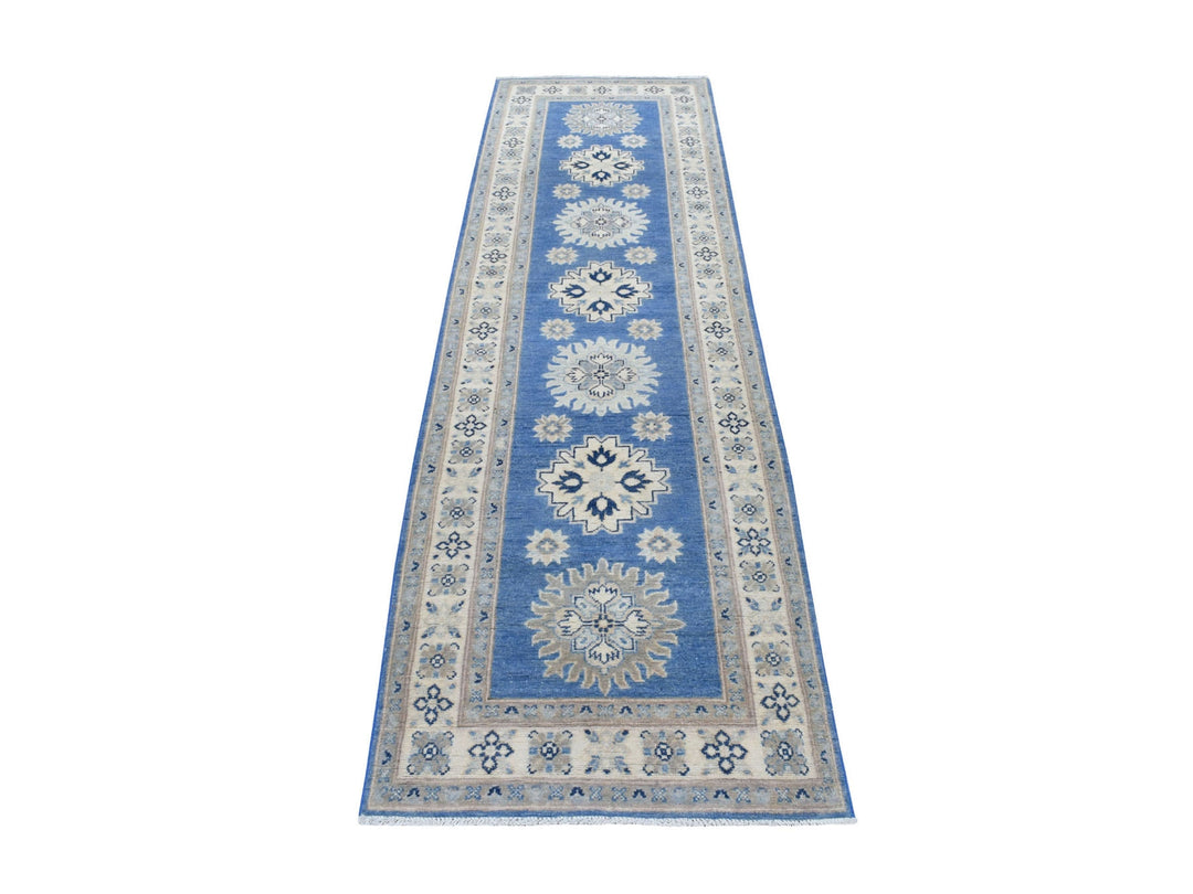 2'6" x 9'7" New Hand Knotted Blue Wool Runner Oriental Rug - MOA10254621