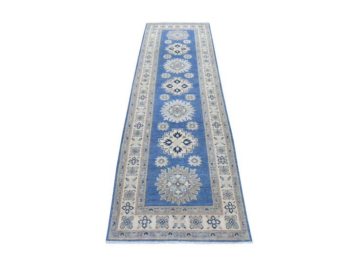 2'6" x 9'7" New Hand Knotted Blue Wool Runner Oriental Rug - MOA10254621