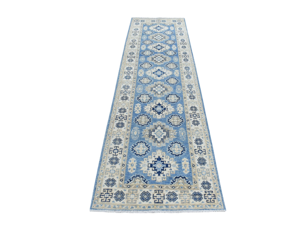 2'8" x 9'6" New Hand Knotted Blue Wool Runner Oriental Rug - MOA10254622