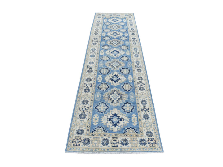 2'8" x 9'6" New Hand Knotted Blue Wool Runner Oriental Rug - MOA10254622
