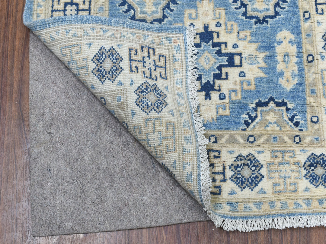 2'8" x 9'6" New Hand Knotted Blue Wool Runner Oriental Rug - MOA10254622