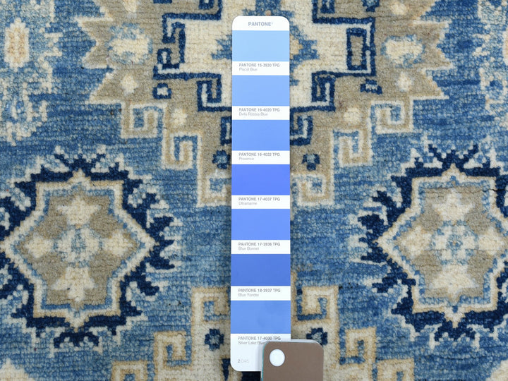 2'8" x 9'6" New Hand Knotted Blue Wool Runner Oriental Rug - MOA10254622