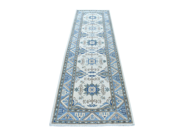 2'9" x 9'7" New Hand Knotted Ivory Wool Runner Oriental Rug - MOA10254660