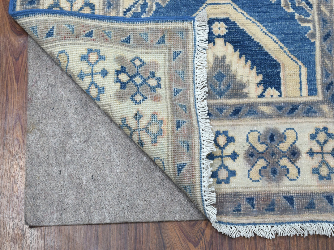 2'8" x 9'5" New Hand Knotted Blue Wool Runner Oriental Rug - MOA10254663
