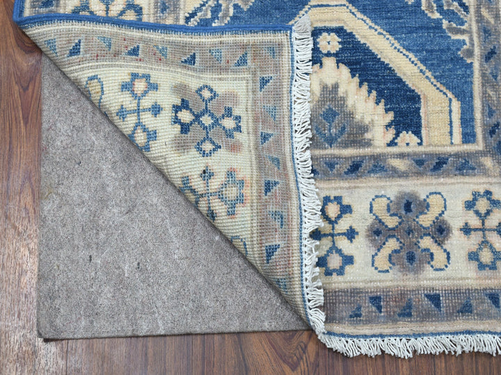 2'8" x 9'5" New Hand Knotted Blue Wool Runner Oriental Rug - MOA10254663