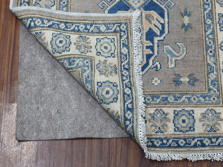 2'8" x 9'7" New Hand Knotted Grey Wool Runner Oriental Rug - MOA10254675