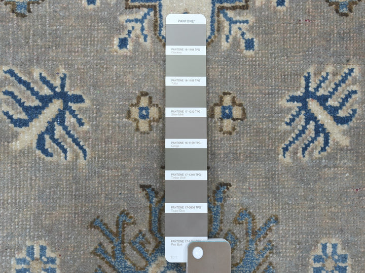 2'8" x 9'7" New Hand Knotted Grey Wool Runner Oriental Rug - MOA10254675