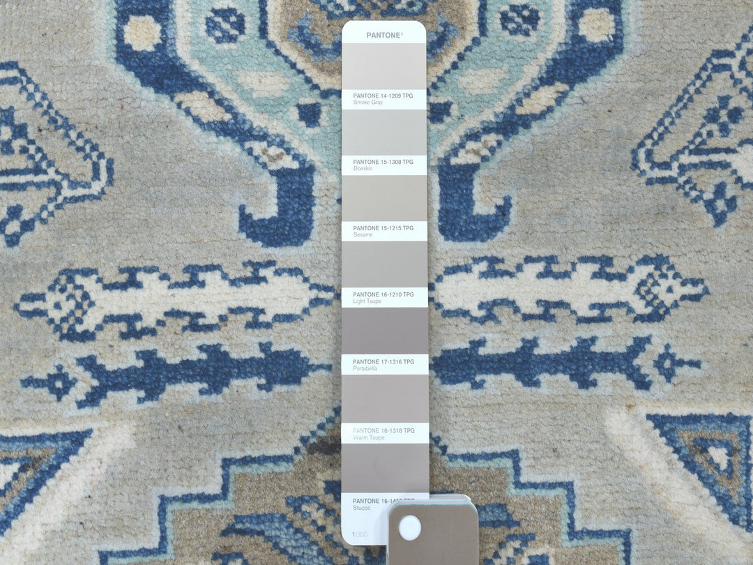 2'6" x 9'9" New Hand Knotted Grey Wool Runner Oriental Rug - MOA10254681