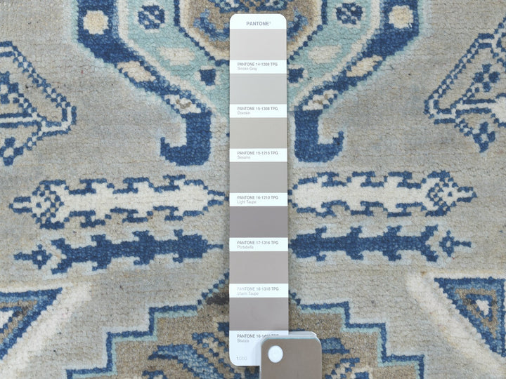 2'6" x 9'9" New Hand Knotted Grey Wool Runner Oriental Rug - MOA10254681