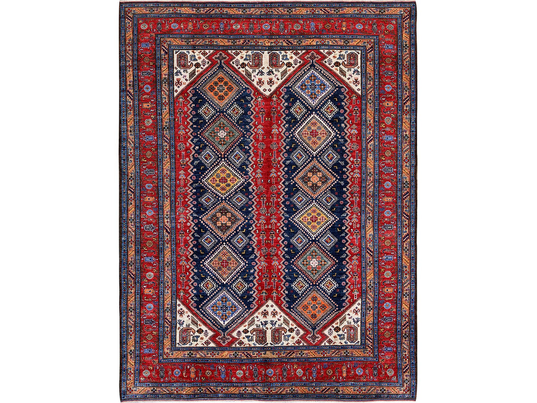 9'1" x 12'3" New Hand Knotted Red Wool Rectangle Oriental Rug - MOA102546