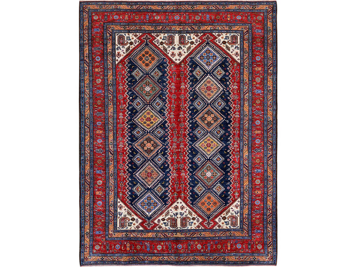 9'1" x 12'3" New Hand Knotted Red Wool Rectangle Oriental Rug - MOA102546