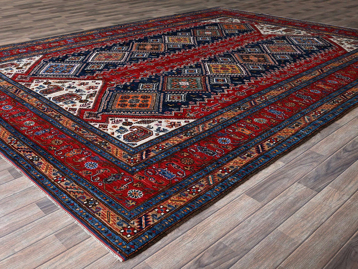 9'1" x 12'3" New Hand Knotted Red Wool Rectangle Oriental Rug - MOA102546