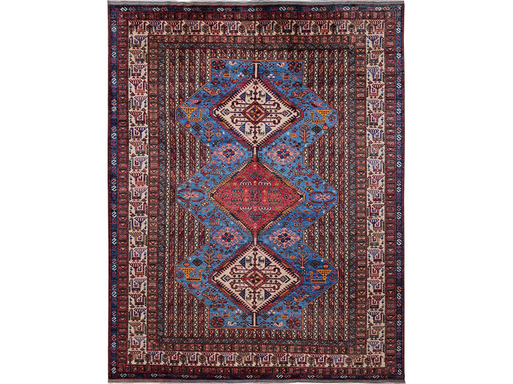 9'5" x 12'1" New Hand Knotted Blue Wool Rectangle Oriental Rug - MOA102547