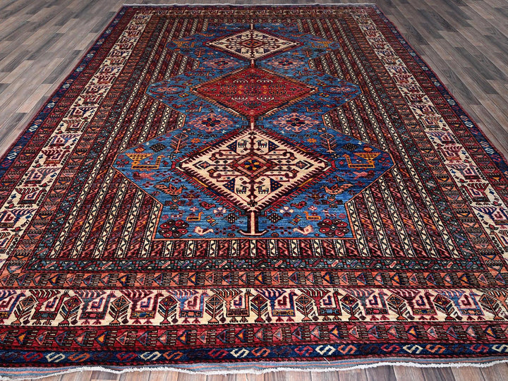 9'5" x 12'1" New Hand Knotted Blue Wool Rectangle Oriental Rug - MOA102547