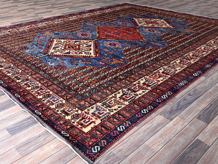 9'5" x 12'1" New Hand Knotted Blue Wool Rectangle Oriental Rug - MOA102547