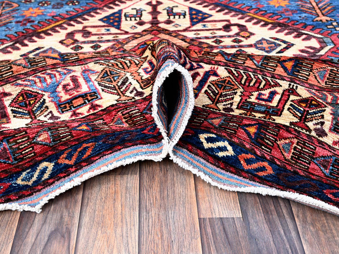 9'5" x 12'1" New Hand Knotted Blue Wool Rectangle Oriental Rug - MOA102547