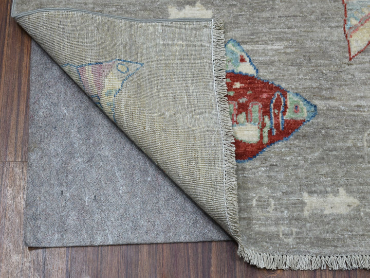 4'0" x 6'0" New Hand Knotted Grey Wool Rectangle Oriental Rug - MOA10254827