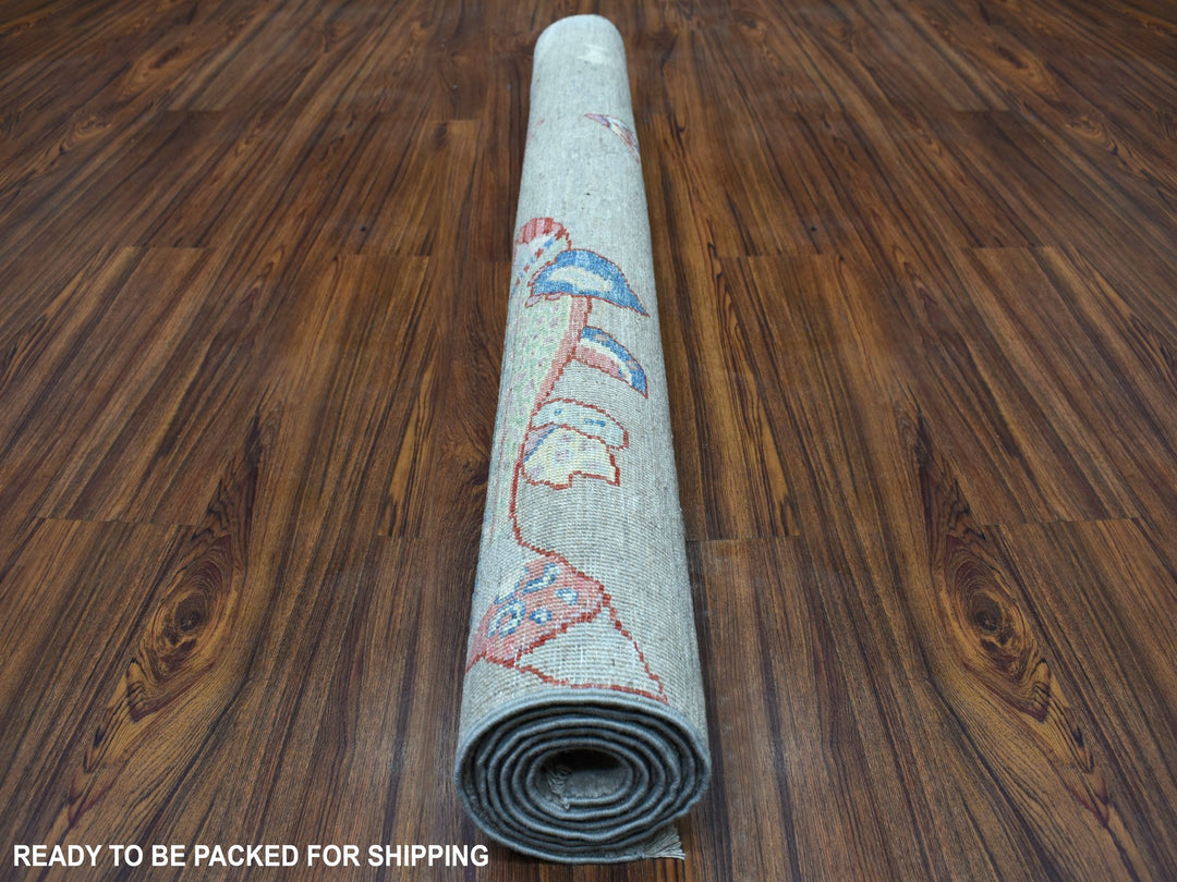 4'0" x 6'0" New Hand Knotted Grey Wool Rectangle Oriental Rug - MOA10254827