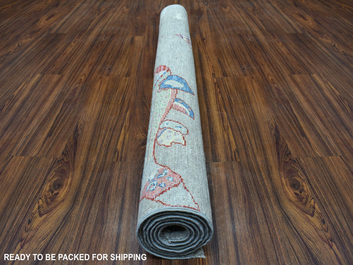 4'0" x 6'0" New Hand Knotted Grey Wool Rectangle Oriental Rug - MOA10254827