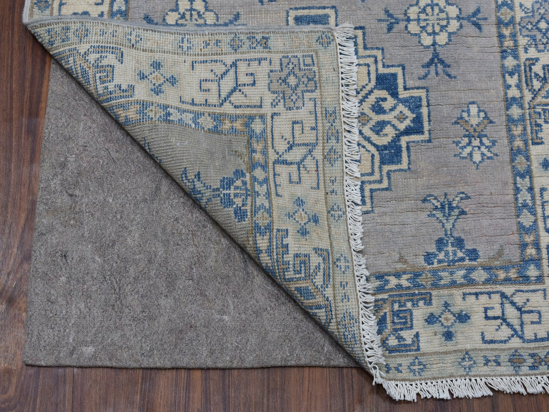 2'6" x 9'7" New Hand Knotted Grey Wool Runner Oriental Rug - MOA10254855