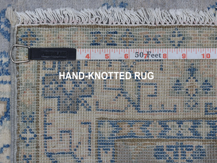 2'6" x 9'7" New Hand Knotted Grey Wool Runner Oriental Rug - MOA10254855