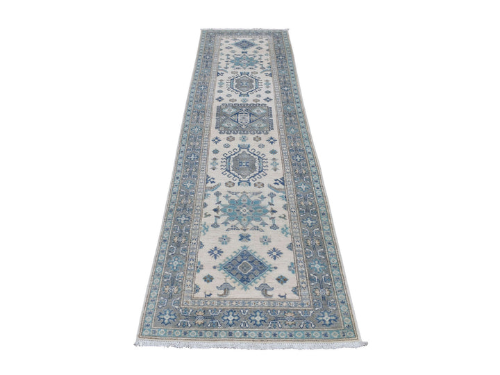 2'6" x 9'6" New Hand Knotted Ivory Wool Runner Oriental Rug - MOA10254862