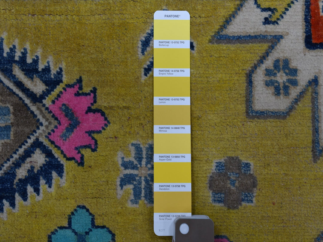 4'10" x 6'6" New Hand Knotted Yellow Wool Rectangle Oriental Rug - MOA10254936