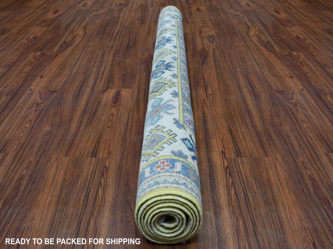 4'10" x 6'6" New Hand Knotted Yellow Wool Rectangle Oriental Rug - MOA10254936