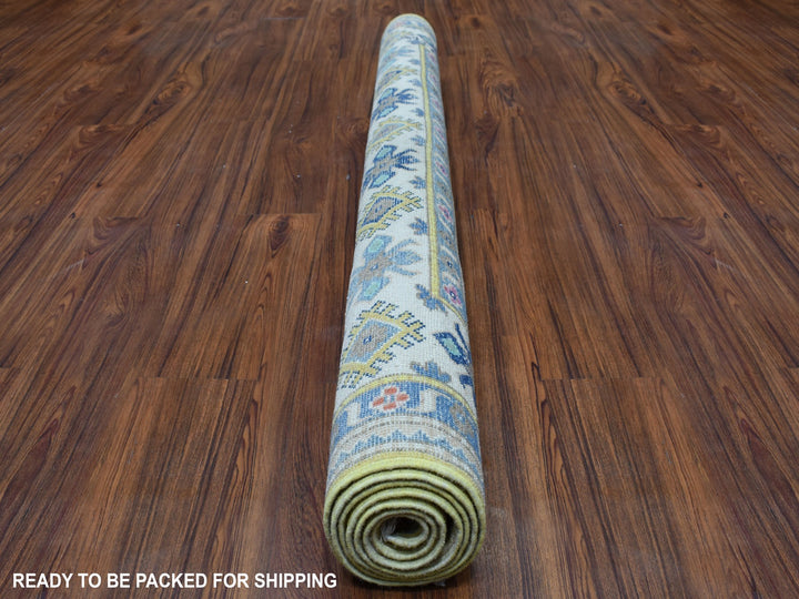 4'10" x 6'6" New Hand Knotted Yellow Wool Rectangle Oriental Rug - MOA10254936