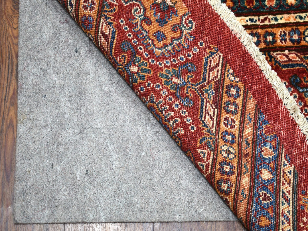 9'7" x 9'7" New Hand Knotted Red Wool Round Oriental Rug - MOA10254958