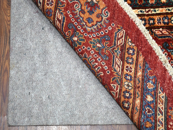 9'7" x 9'7" New Hand Knotted Red Wool Round Oriental Rug - MOA10254958