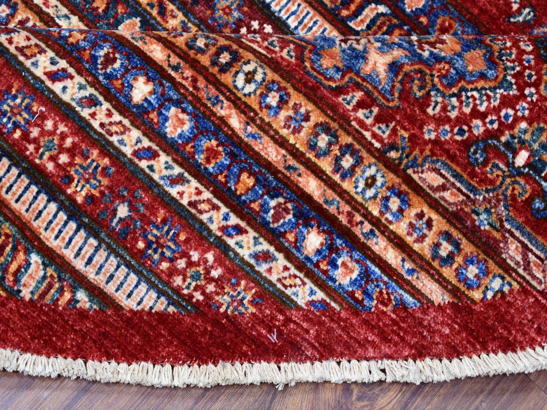 9'7" x 9'7" New Hand Knotted Red Wool Round Oriental Rug - MOA10254958
