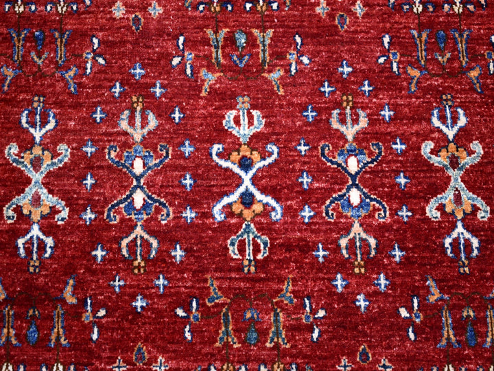 9'7" x 9'7" New Hand Knotted Red Wool Round Oriental Rug - MOA10254958