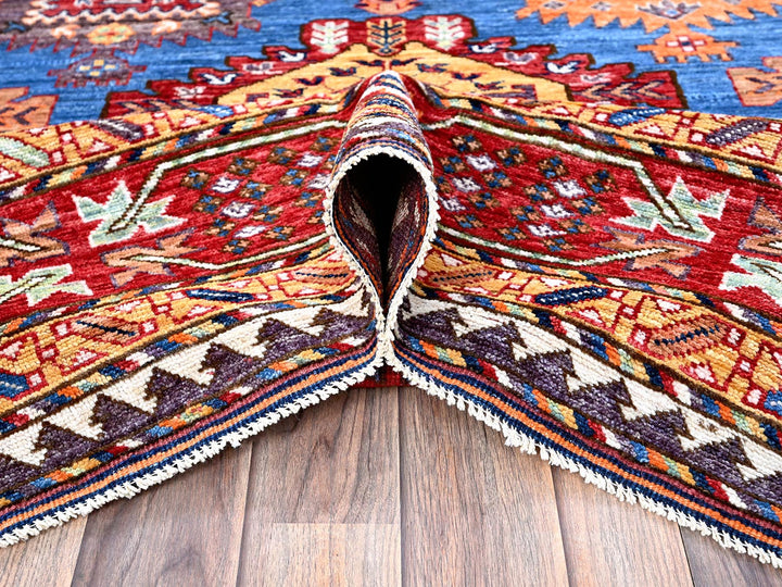 8'2" x 9'9" New Hand Knotted Blue Wool Rectangle Oriental Rug - MOA102549