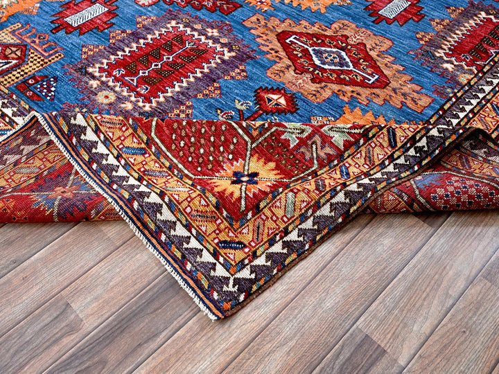 8'2" x 9'9" New Hand Knotted Blue Wool Rectangle Oriental Rug - MOA102549