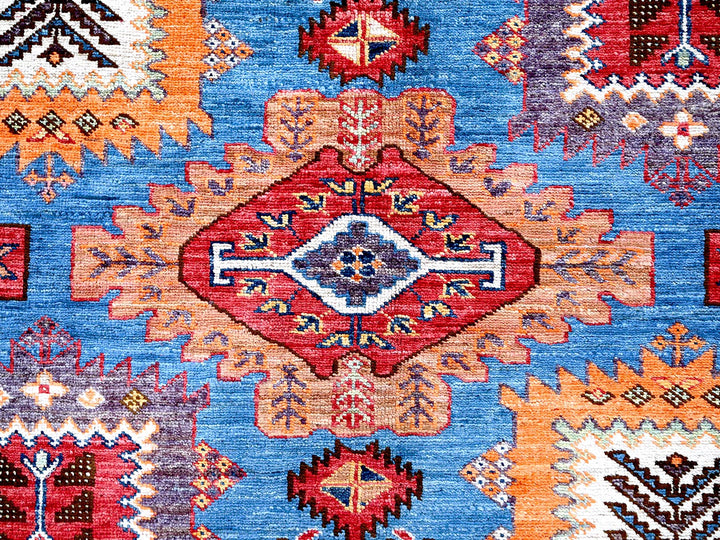 8'2" x 9'9" New Hand Knotted Blue Wool Rectangle Oriental Rug - MOA102549